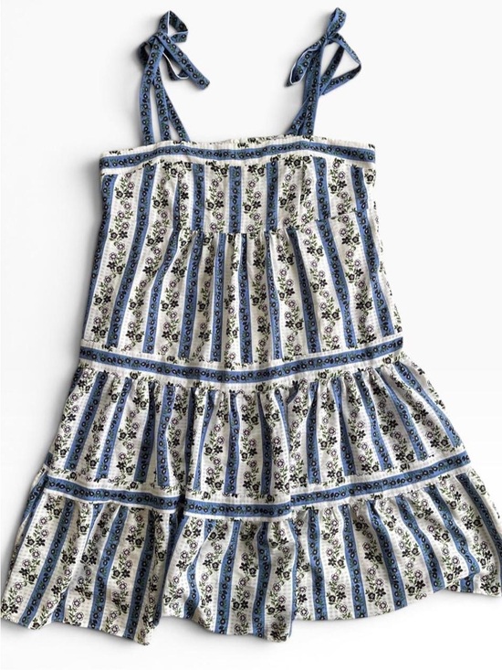 Melonie T Dresses & Skirts - Melonie T White & Blue Floral Print Tired Midi Dress Summer Girly Romantic Sz 6